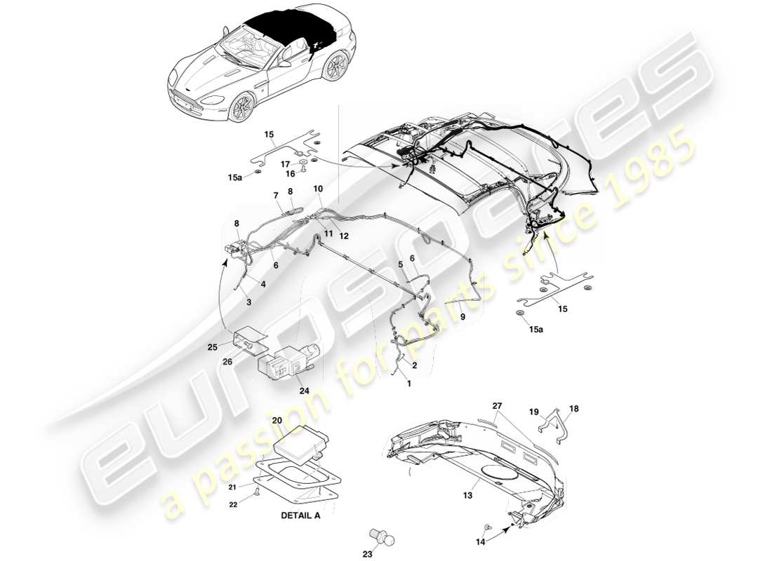 aston martin v8 vantage (2005) techo del roadster, page2 diagrama de piezas