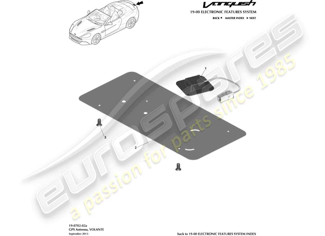 aston martin vanquish (2015) antena gps, diagrama de piezas de volante