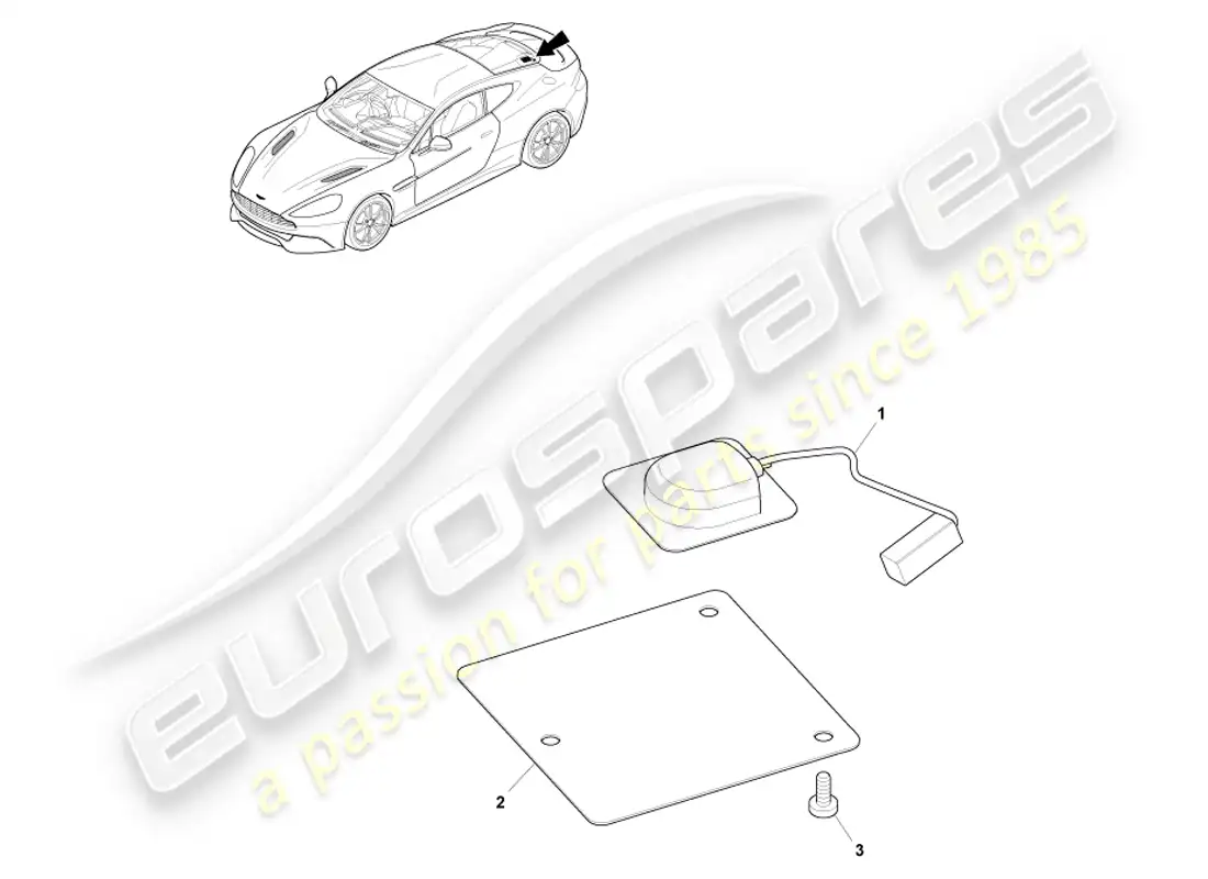 aston martin vanquish (2014) antena gps, coupé diagrama de piezas