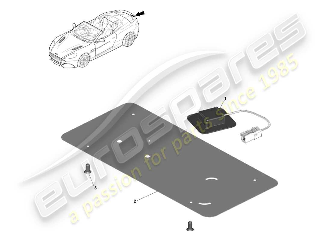 aston martin vanquish (2014) antena gps, diagrama de piezas de volante