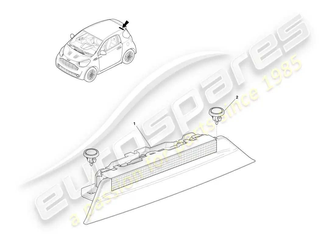 aston martin cygnet (2012) lámpara de parada central diagrama de piezas