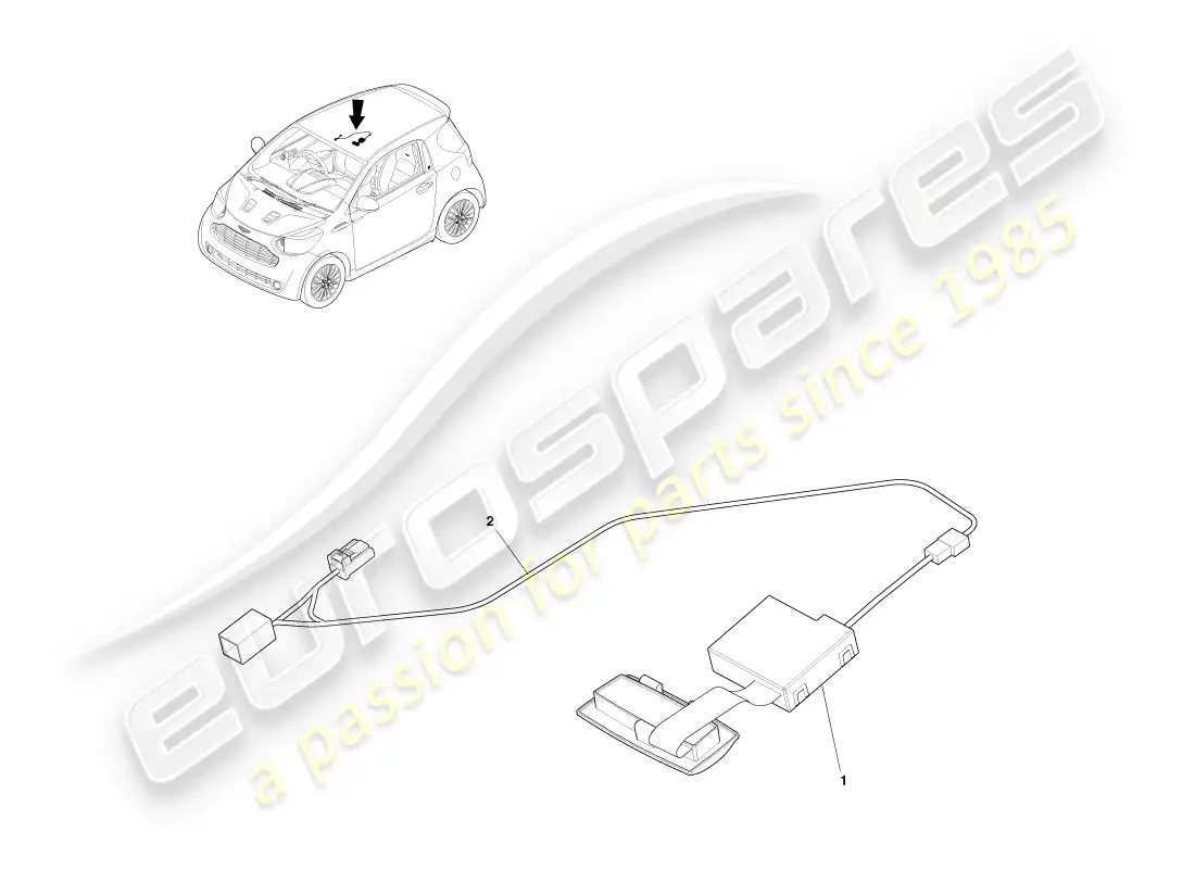 aston martin cygnet (2012) abridor de puerta de garage diagrama de piezas