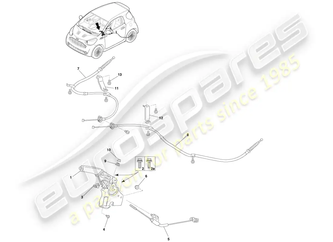 aston martin cygnet (2012) parking brake diagrama de piezas