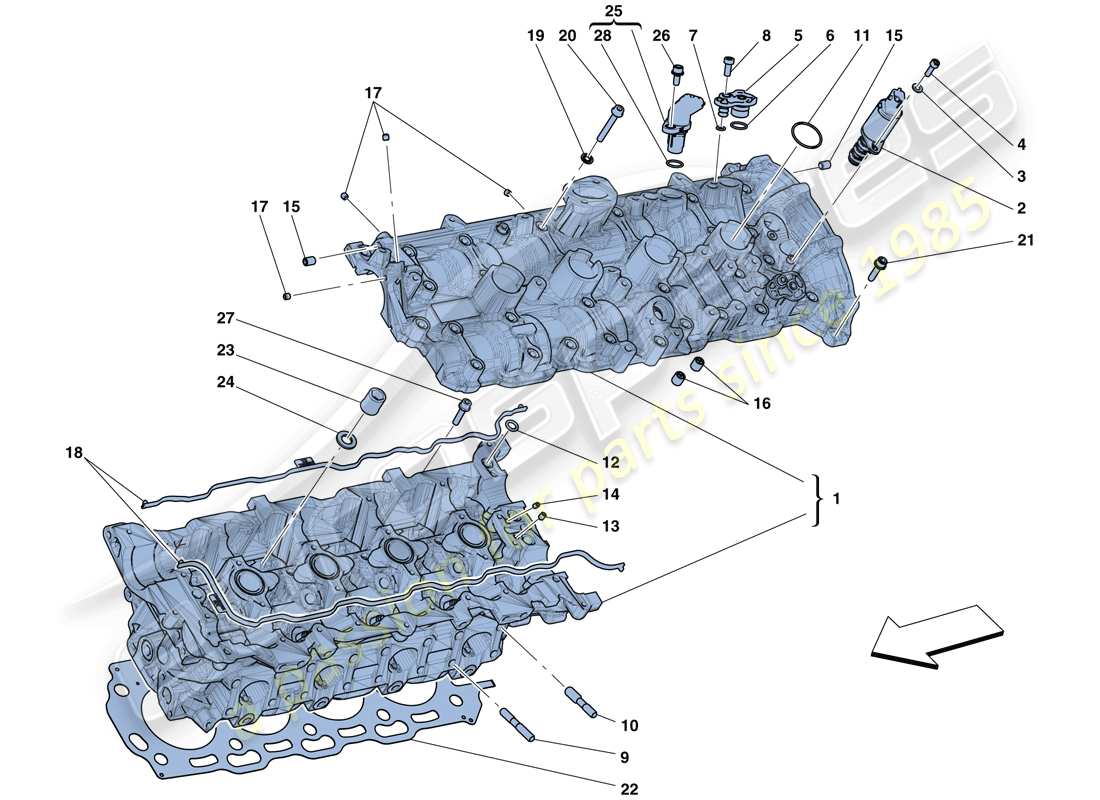 ferrari 488 spider (rhd) diagrama de piezas de la culata del mano izquierdo