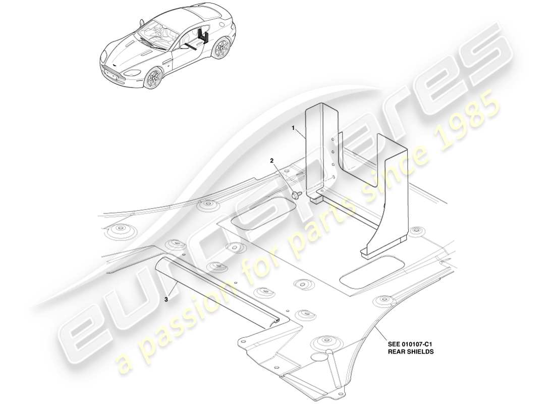 aston martin v8 vantage (2005) diagrama de piezas del conducto de refrigeración