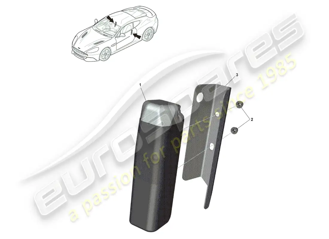 aston martin vanquish (2014) bolsa de aire del asiento delantero diagrama de piezas