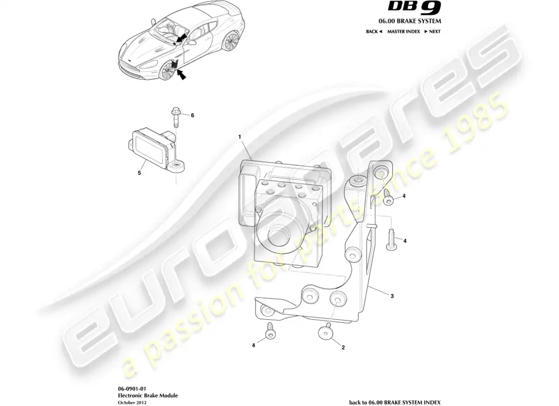 aston martin db9 (2013) módulo de freno electrónico diagrama de piezas