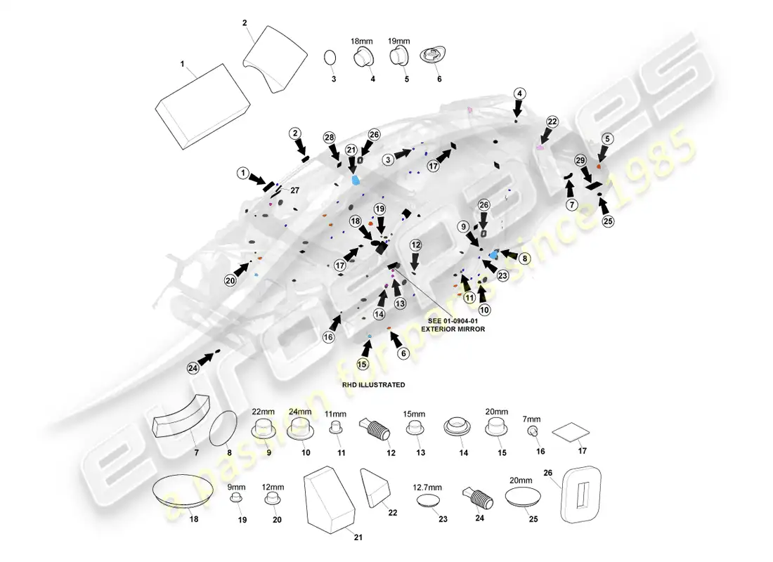 aston martin vanquish (2013) sellado estático diagrama de piezas