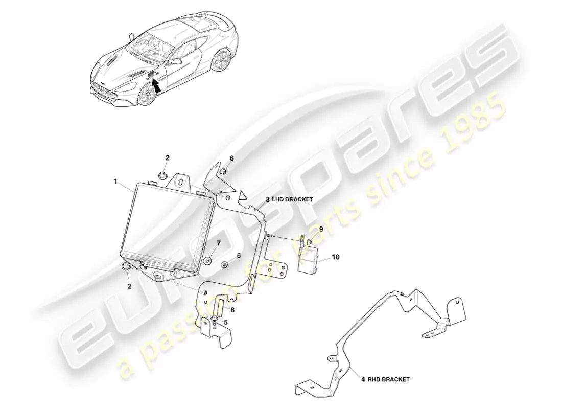 aston martin vanquish (2013) caja de fusibles del compartimento del motor diagrama de piezas