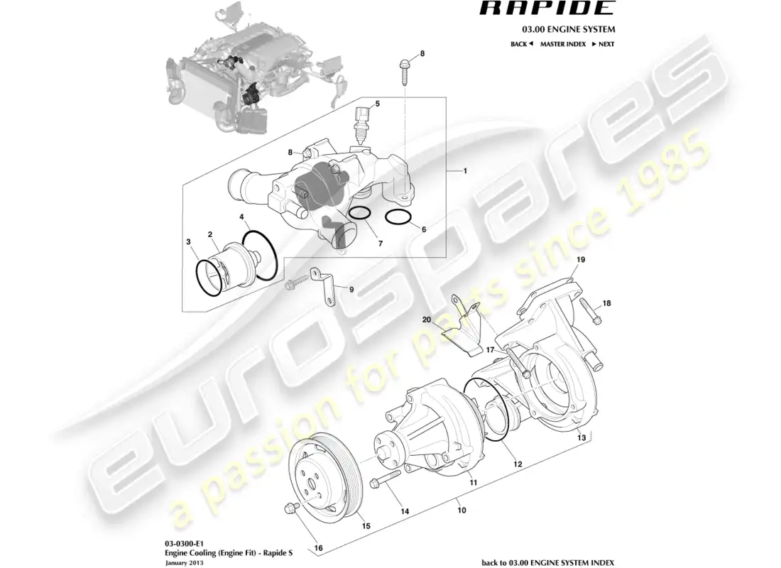 aston martin rapide (2012) refrigeración del motor diagrama de piezas