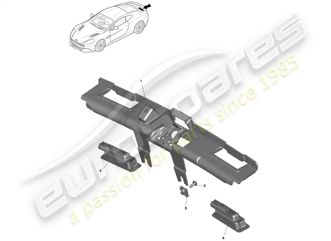 aston martin vanquish (2014) license plate lamps diagrama de piezas