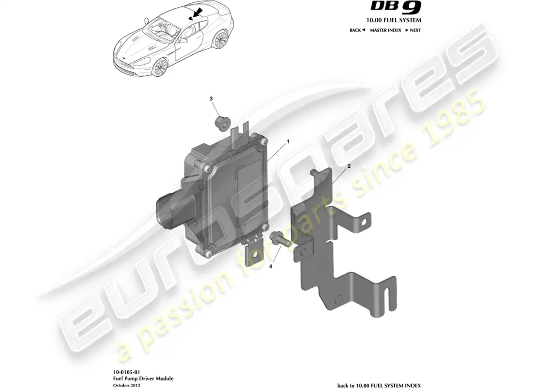aston martin db9 (2016) módulo de bomba de combustible diagrama de piezas