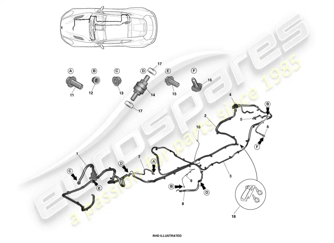 aston martin vanquish (2014) cables de batería diagrama de piezas