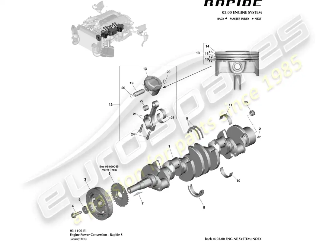 aston martin rapide (2012) conversión de energía diagrama de piezas