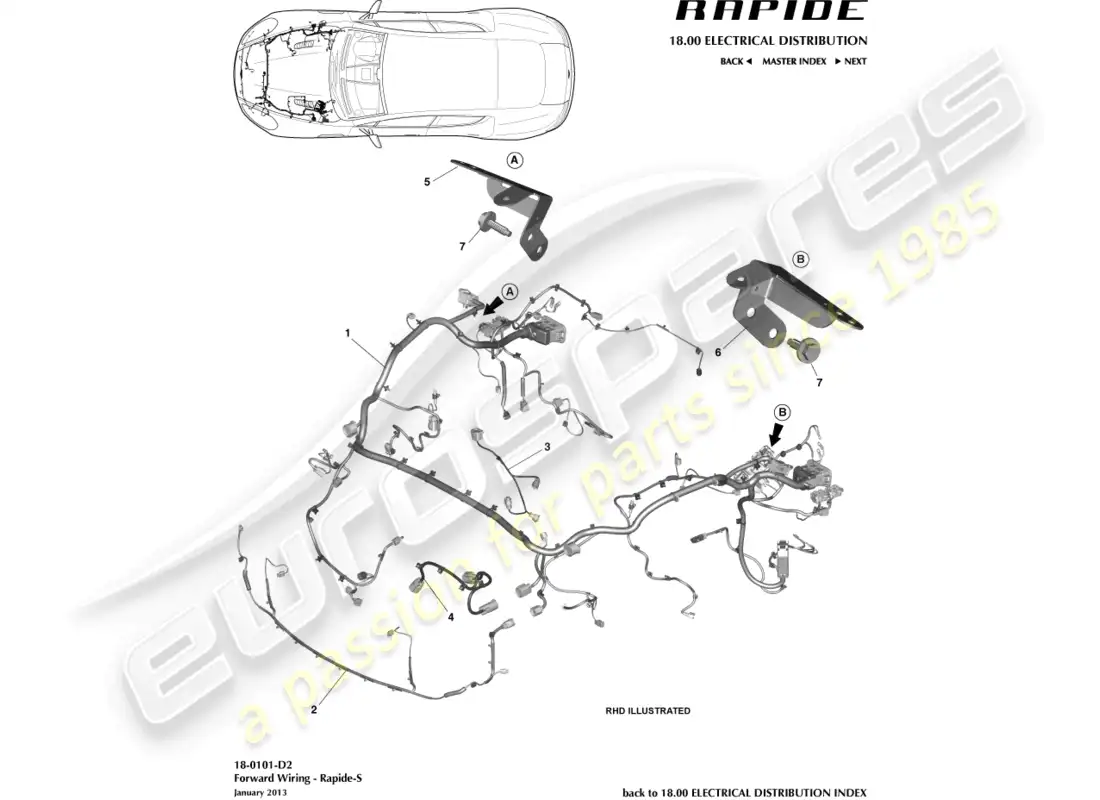 aston martin rapide (2011) arnés delantero, 13my en diagrama de piezas