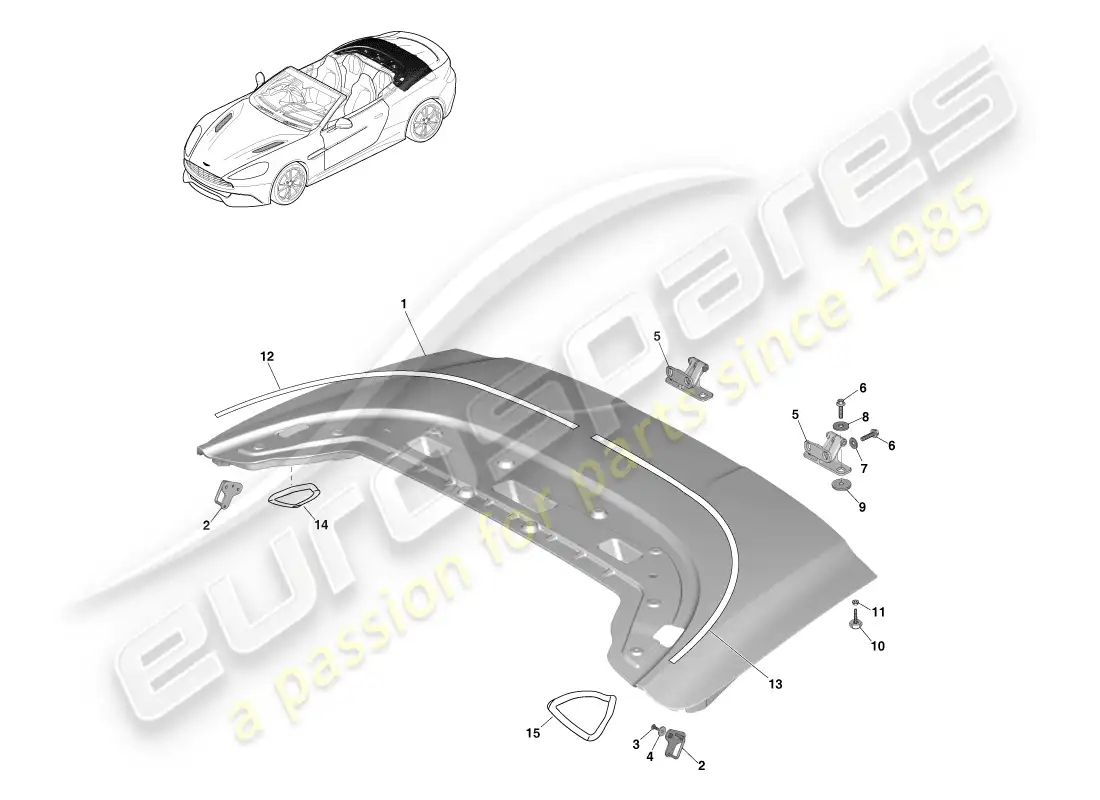 aston martin vanquish (2014) roof opening panel diagrama de piezas