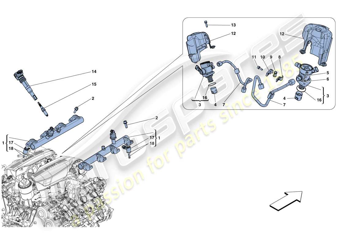 ferrari 488 spider (rhd) inyección - sistema de encendido diagrama de partes