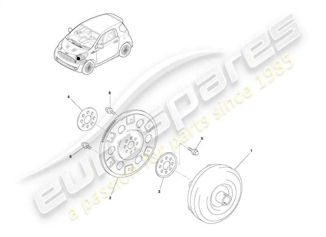 aston martin cygnet (2012) convertidor de par diagrama de piezas