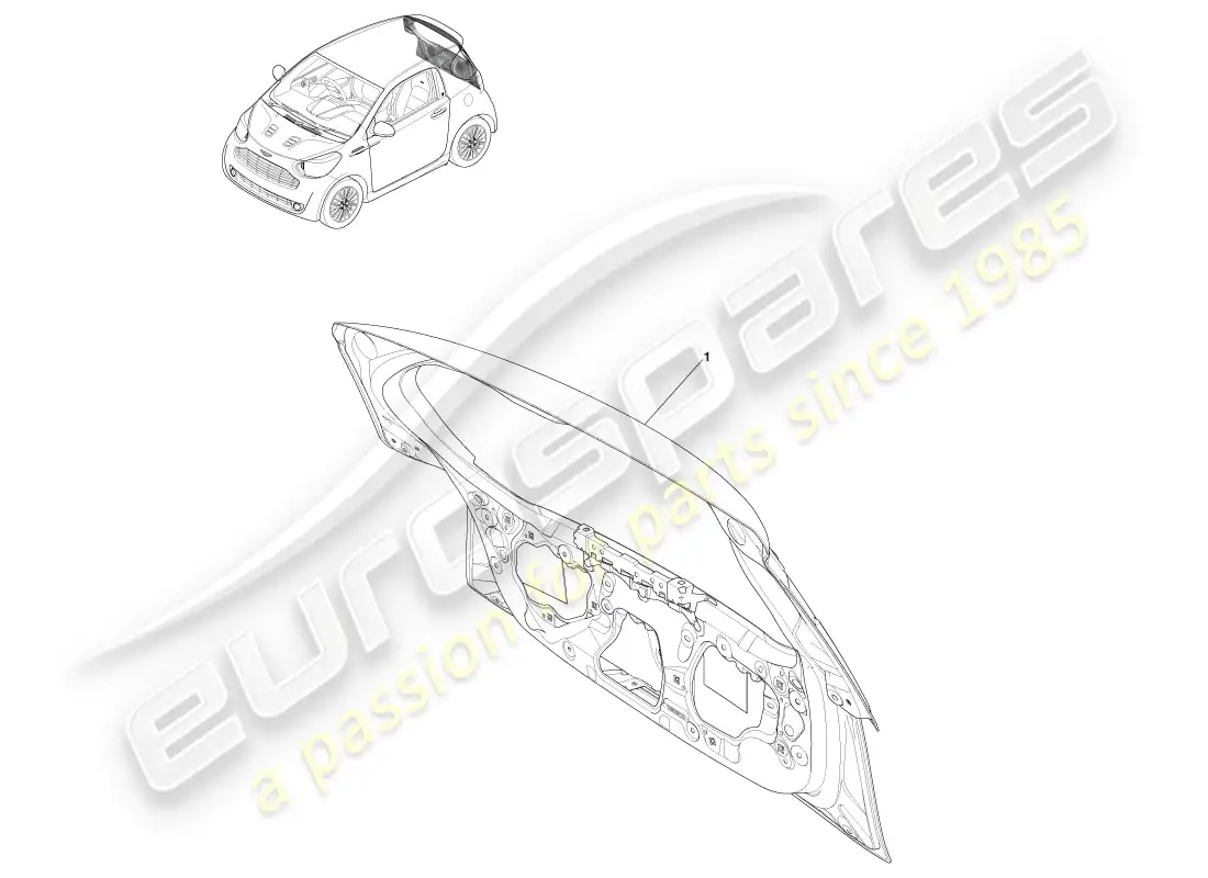 aston martin cygnet (2012) panel biw del portón trasero diagrama de piezas