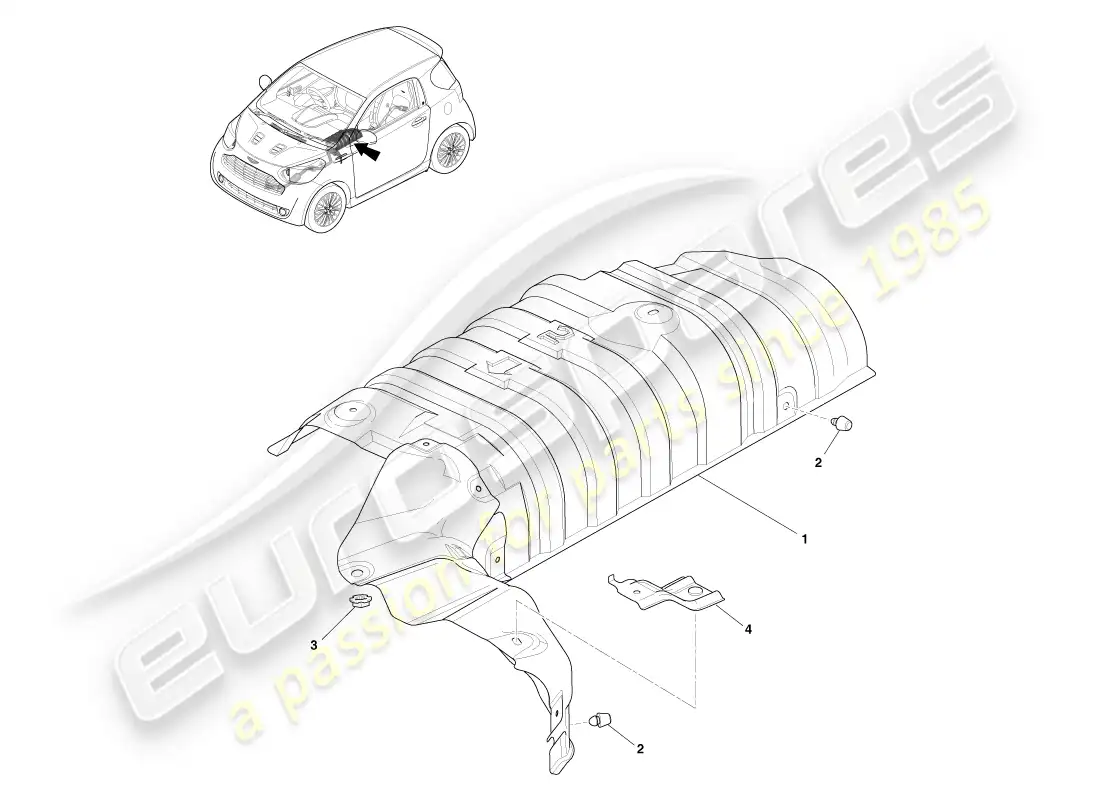 aston martin cygnet (2012) subconjunto del aislador diagrama de piezas