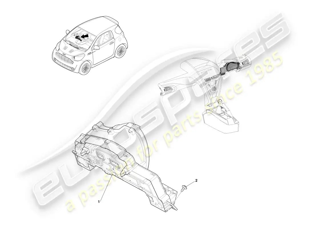 aston martin cygnet (2012) combinación de instrumentos diagrama de piezas
