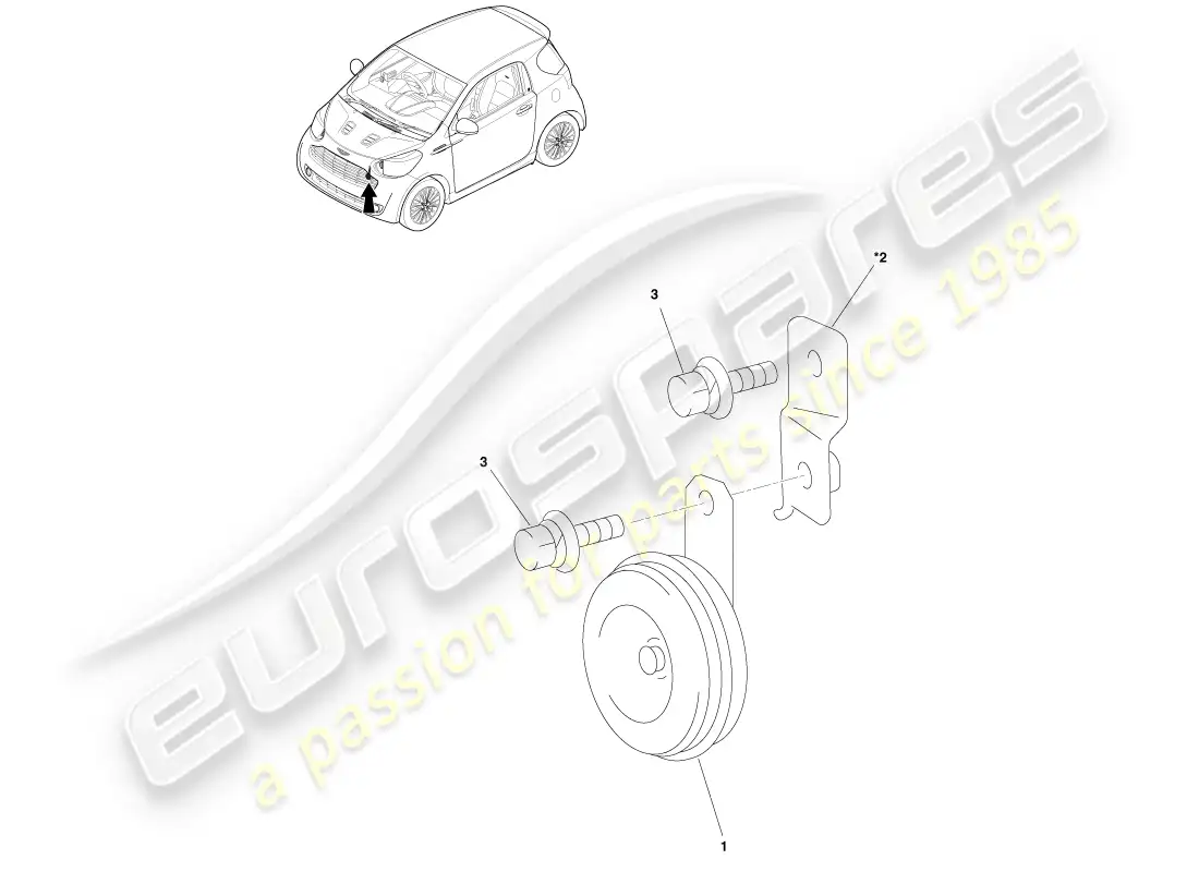 aston martin cygnet (2012) bocina de tráfico diagrama de piezas