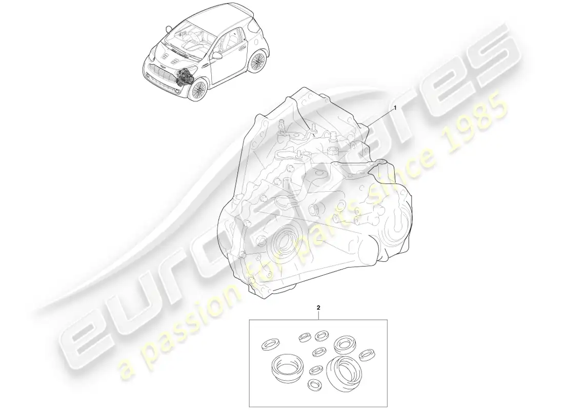 aston martin cygnet (2012) transmisión manual diagrama de piezas