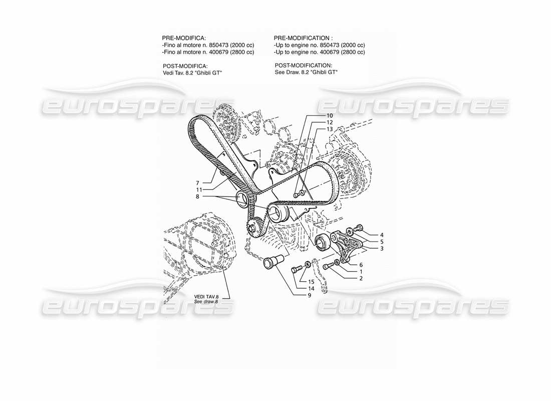 maserati ghibli 2.8 (abs) diagrama de piezas de control de sincronización