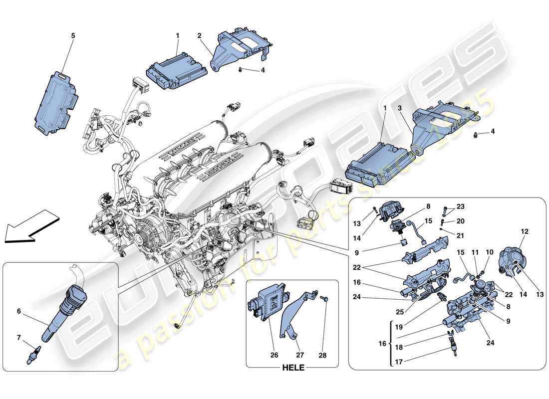 ferrari 458 italia (rhd) inyección - sistema de encendido diagrama de partes