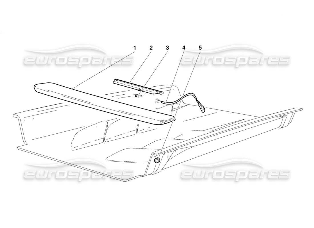 lamborghini diablo (1991) diagrama de piezas del capó del motor (válido para la versión de canadá: 1991 de octubre)