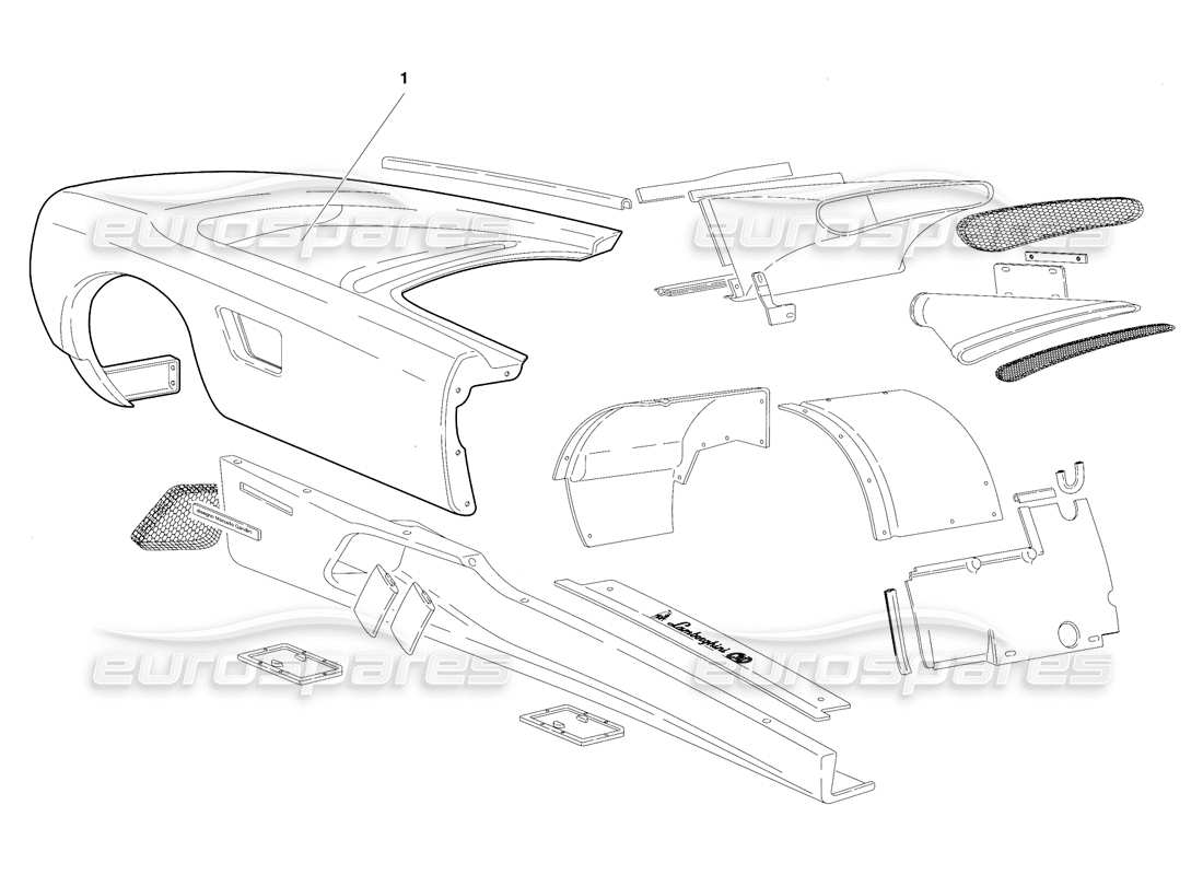 lamborghini diablo se30 (1995) elementos de la carrocería: flanco derecho (válido para canadá: 1995 de enero) diagrama de piezas