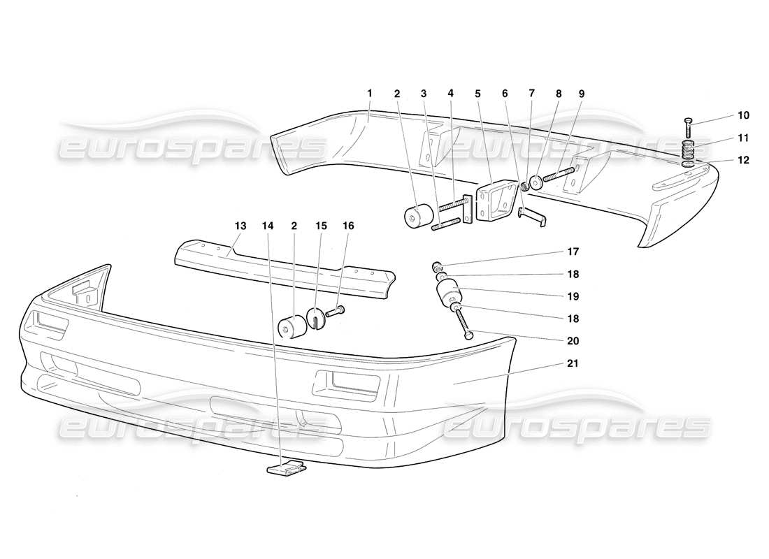 lamborghini diablo sv (1997) parachoques (válido para arabia saudita - marzo 1997) diagrama de piezas