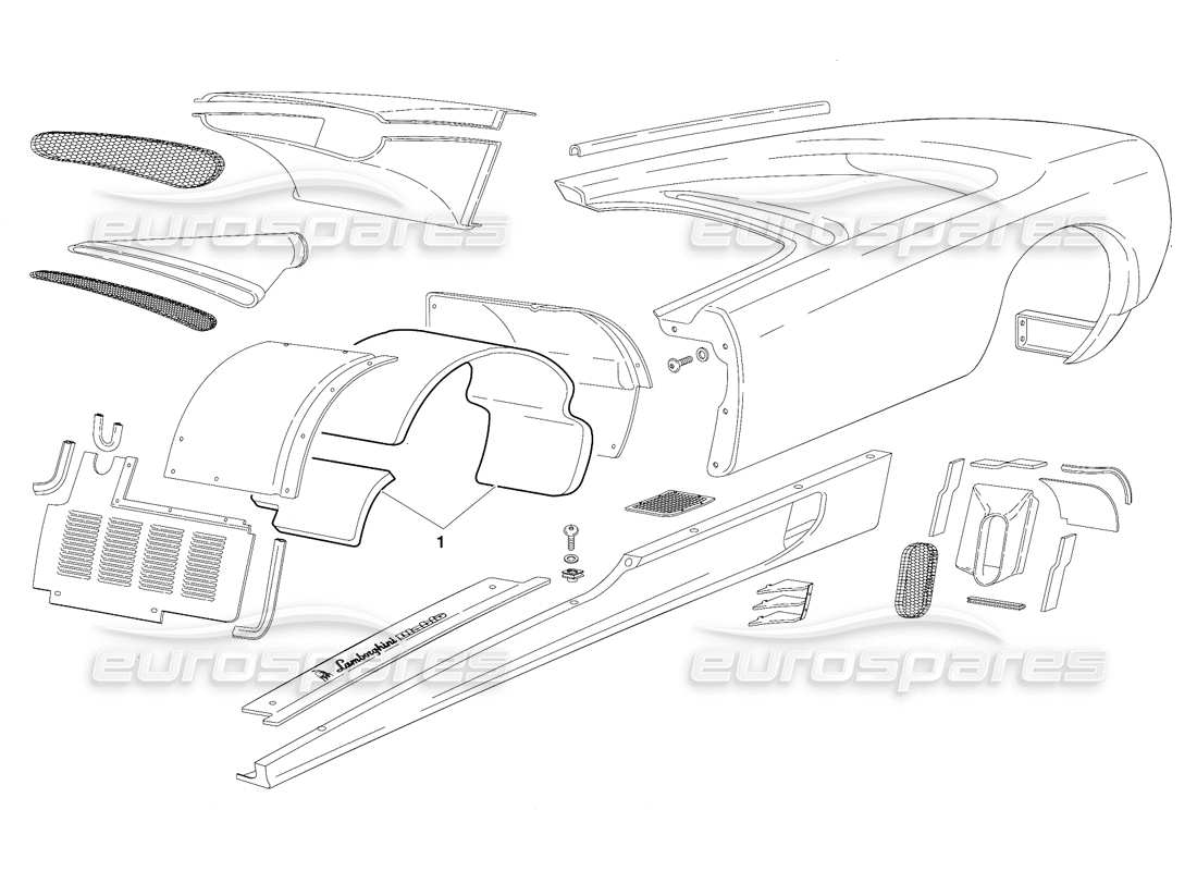 lamborghini diablo (1991) elementos del cuerpo (válido para la versión de suiza: 1991 de octubre) diagrama de piezas