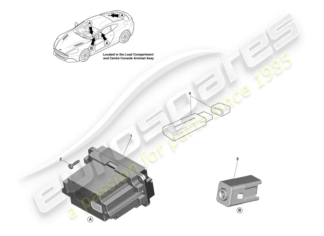 aston martin vanquish (2014) reproductor multimedia diagrama de piezas
