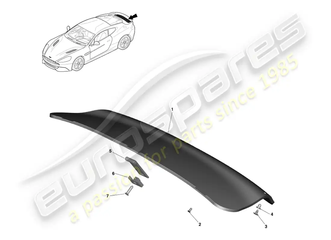 aston martin vanquish (2014) panel embellecedor del portón trasero, coupé diagrama de piezas