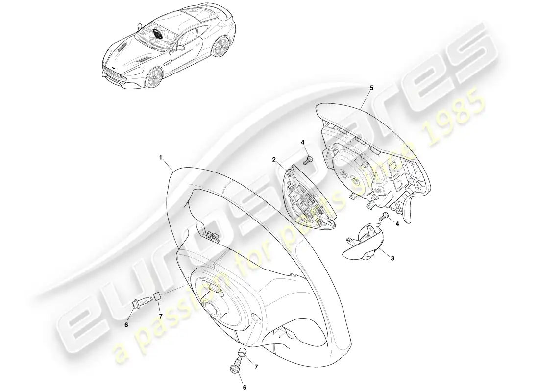 aston martin vanquish (2014) volante, opcional diagrama de piezas