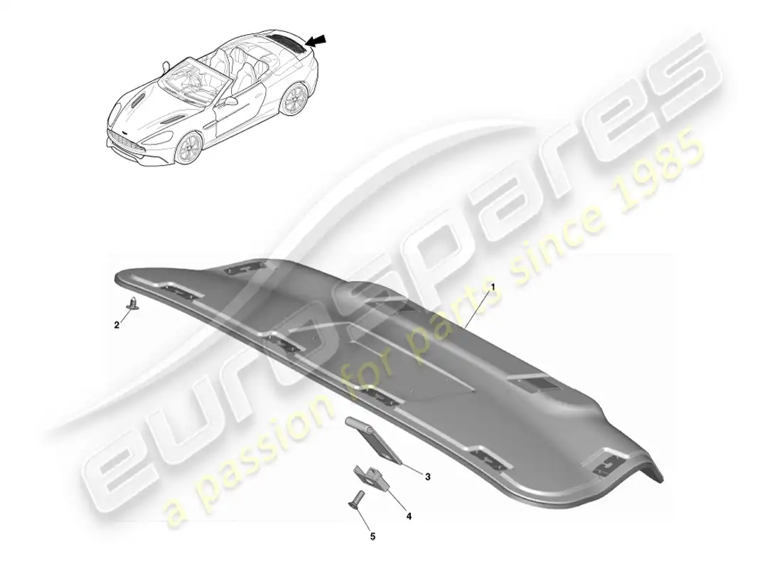 aston martin vanquish (2014) panel embellecedor del portón trasero, volante diagrama de piezas