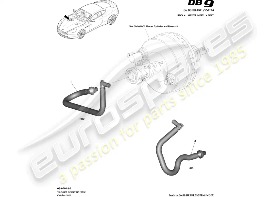 aston martin db9 (2017) manguera de depósito de vacío diagrama de piezas