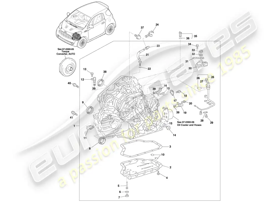 aston martin cygnet (2012) conjunto de transmisión, automático diagrama de piezas