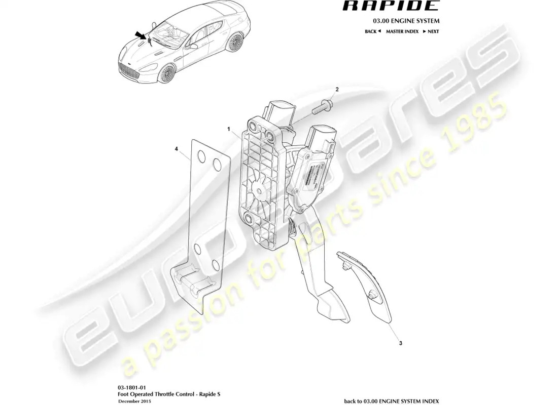 aston martin rapide (2016) throttle control diagrama de piezas