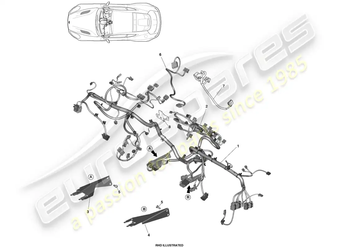 aston martin vanquish (2014) arnés ip diagrama de piezas