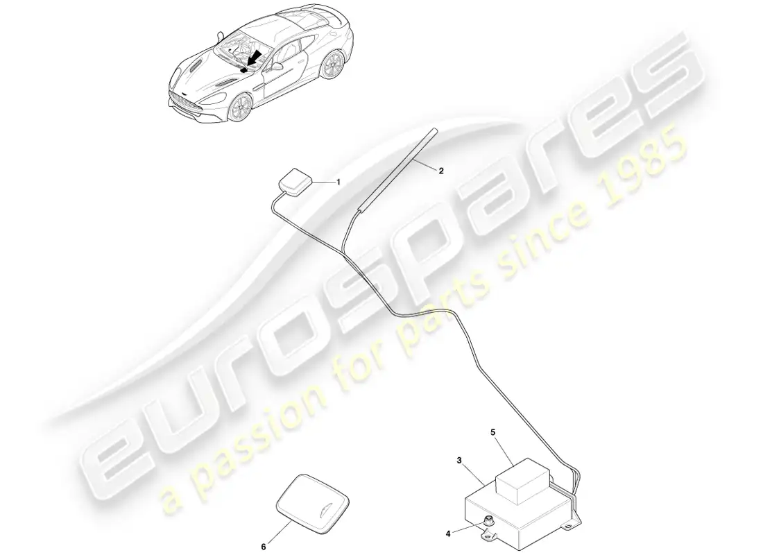 aston martin vanquish (2014) cat-5 rastreador diagrama de piezas