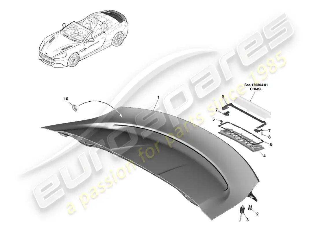 aston martin vanquish (2014) conjunto de tapa de cubierta, volante diagrama de piezas
