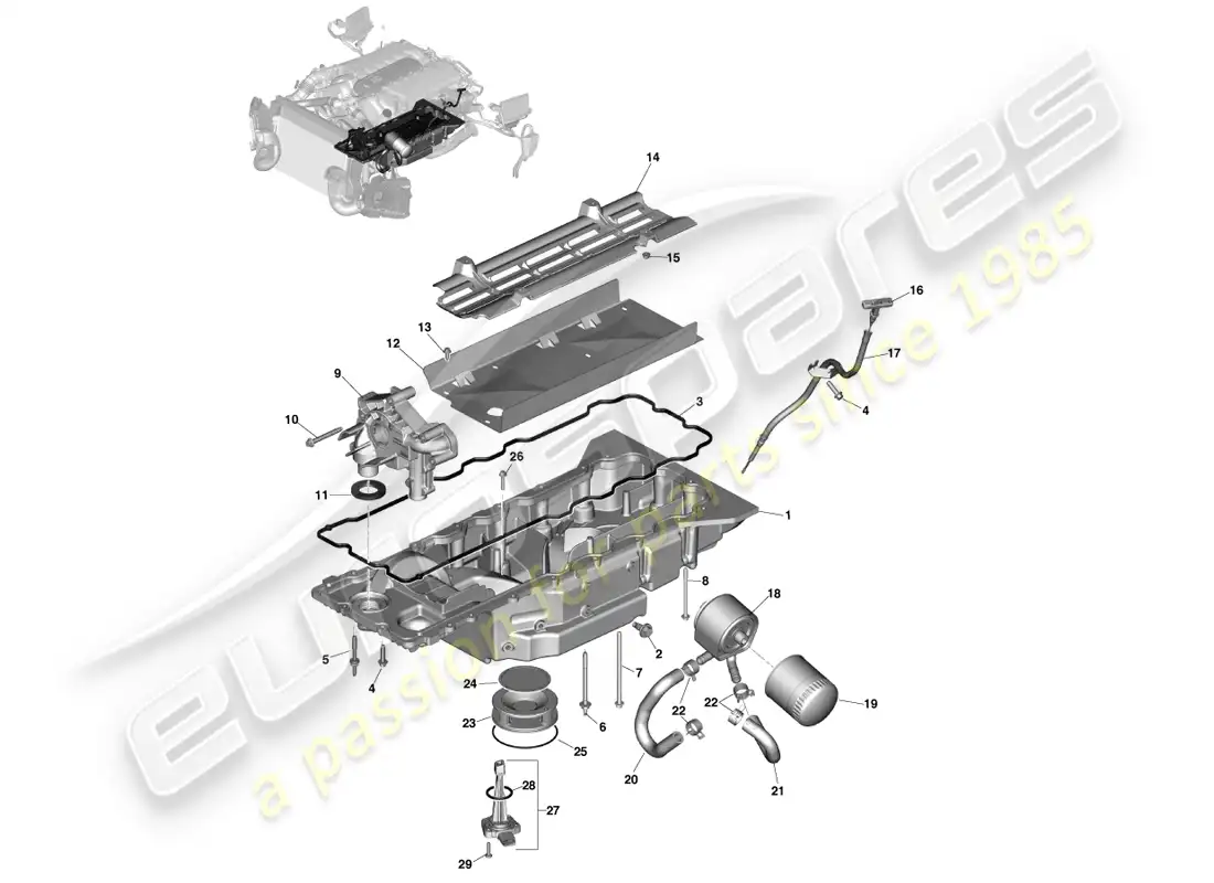 aston martin vanquish (2014) lubricación del motor diagrama de piezas