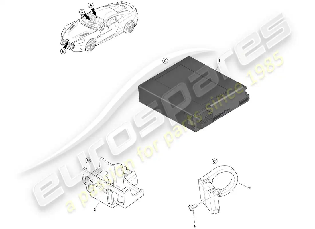 aston martin vanquish (2014) sensores de alarma diagrama de piezas