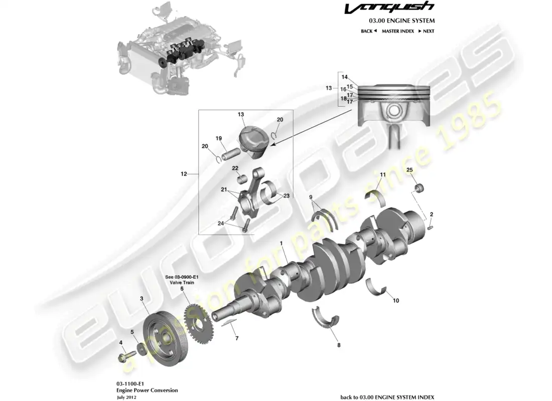 aston martin vanquish (2017) conversión de energía diagrama de piezas