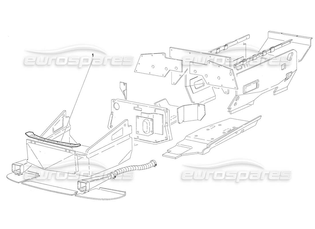 lamborghini diablo se30 (1995) diagrama de piezas de paneles de piso con estructura (válido para canadá, 1995 de enero)