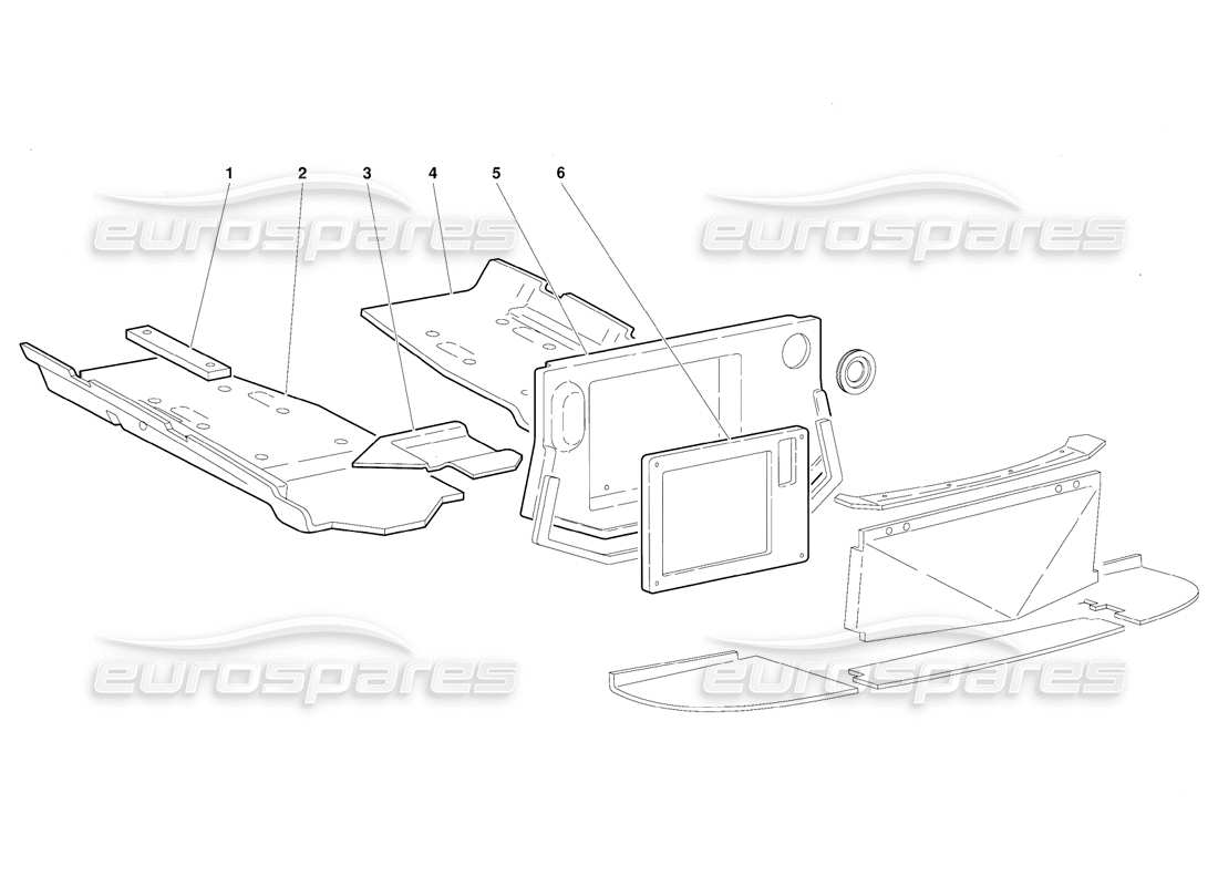 lamborghini diablo (1991) frame floor panels (valid for australia version - october 1991) diagrama de piezas