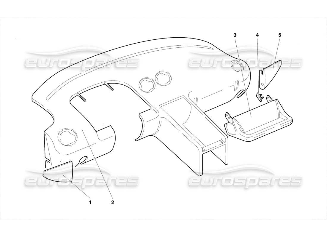 lamborghini diablo se30 (1995) diagrama de piezas del revestimiento del compartimiento de pasajeros (válido para ee. uu., 1995 de enero)