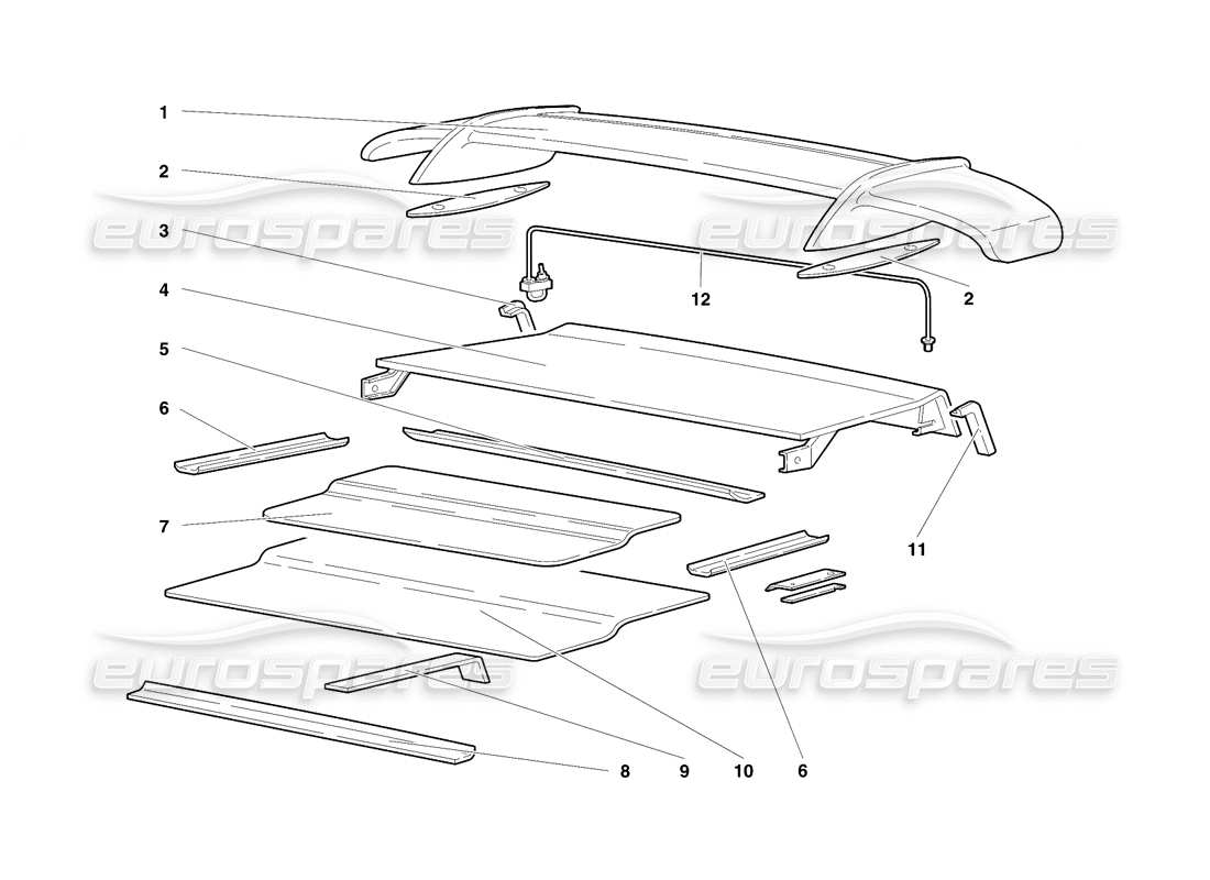 lamborghini diablo se30 (1995) diagrama de piezas del capó y alerón trasero (válido para suiza, 1995 de enero)